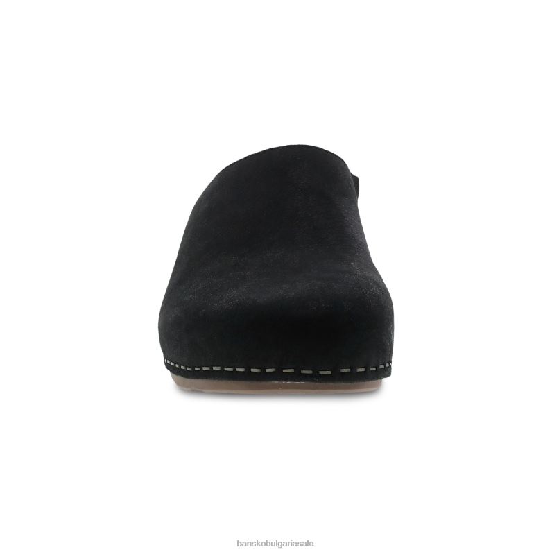 Dansko черен фрезован набук Жени талула JDTJ187 мулета и чехли