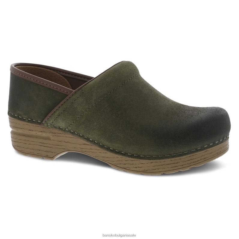Dansko зелен полиран набук Жени професионален JDTJ28 сабо