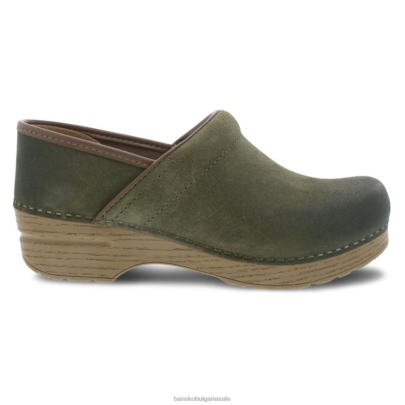 Dansko зелен полиран набук Жени професионален JDTJ28 сабо