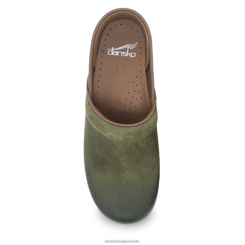 Dansko зелен полиран набук Жени професионален JDTJ28 сабо