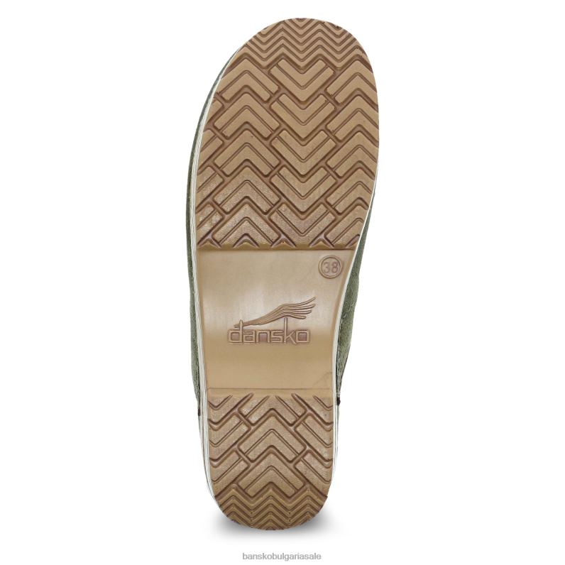 Dansko зелен полиран набук Жени професионален JDTJ28 сабо