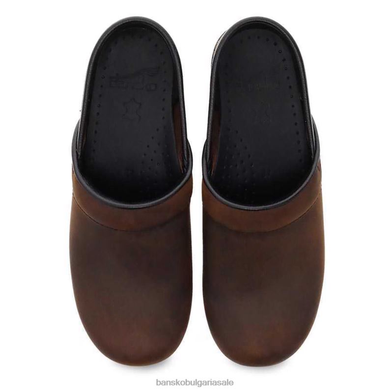 Dansko антично кафяво омаслено Жени персонализиран широк про JDTJ50 сабо