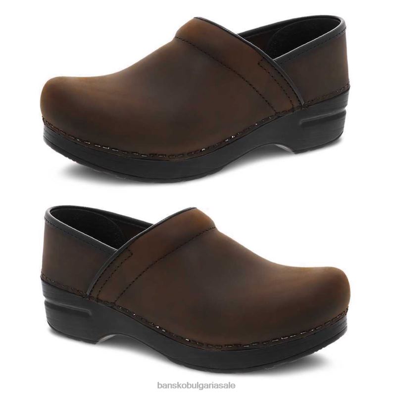 Dansko антично кафяво омаслено Жени персонализиран тесен про JDTJ57 сабо