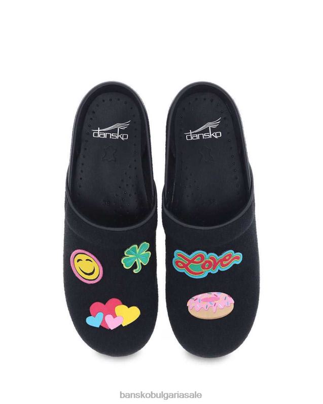 Dansko черно нито едно Жени patch pro JDTJ236 сабо