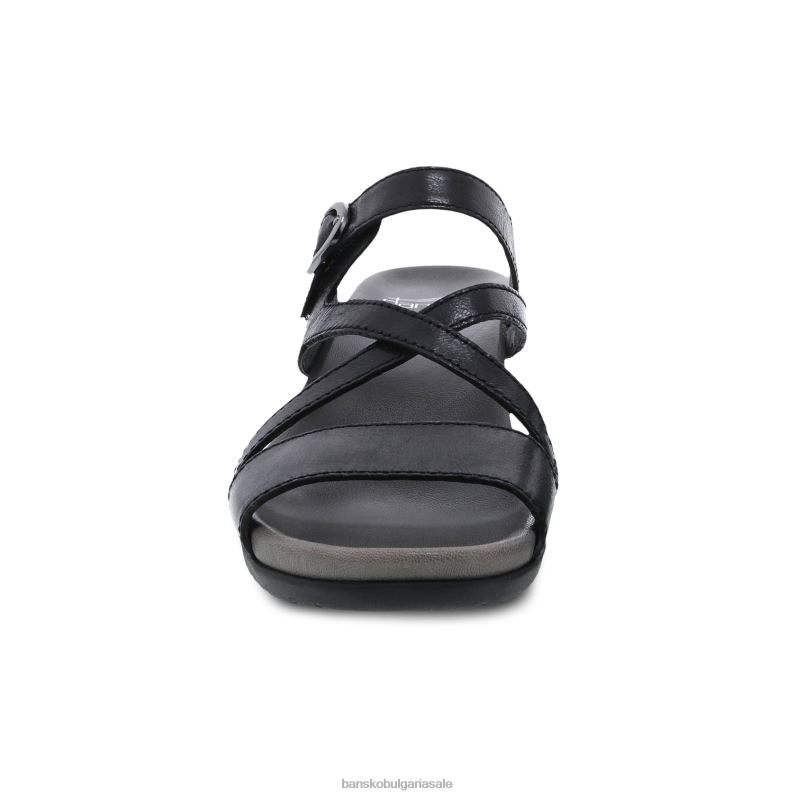Dansko черна глазирана кожа Жени ана JDTJ123 сандали