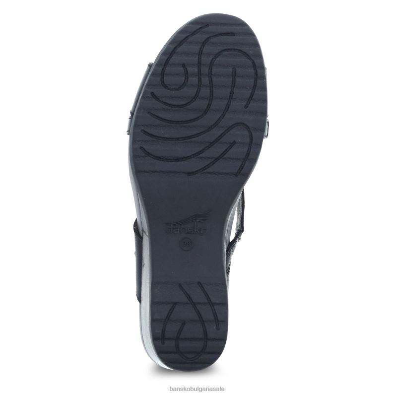 Dansko черна глазирана кожа Жени ана JDTJ123 сандали