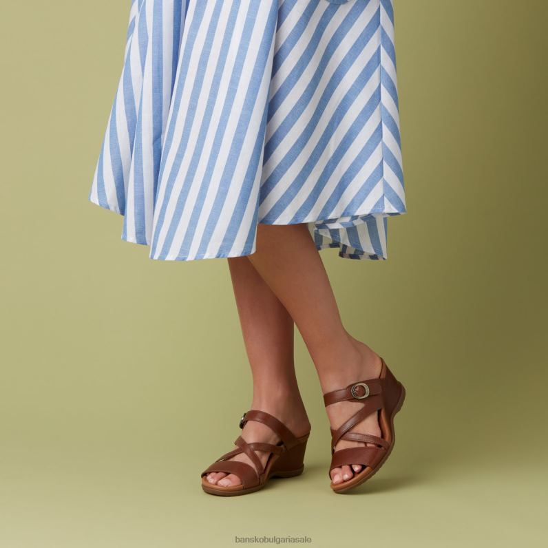 Dansko кафяво остъклена кожа Жени ана JDTJ124 сандали