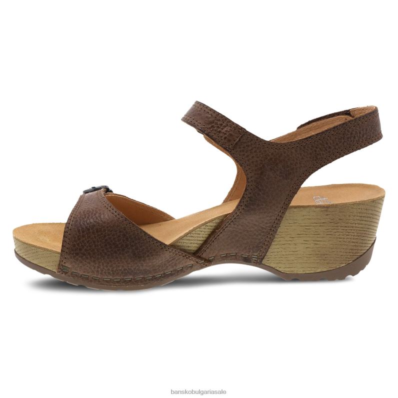 Dansko кафяво фрезовано полирано Жени Триша JDTJ135 сандали