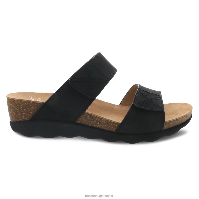 Dansko черен фрезован набук Жени луда JDTJ147 сандали