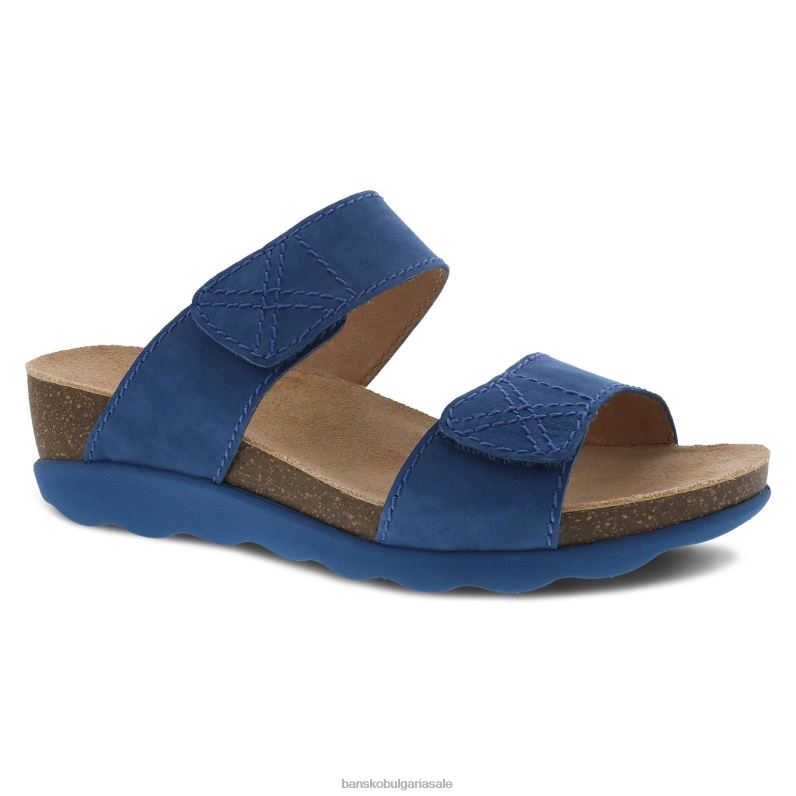 Dansko син фрезован набук Жени луда JDTJ149 сандали