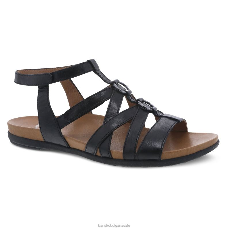 Dansko черна глазирана кожа Жени Джолийн JDTJ86 сандали