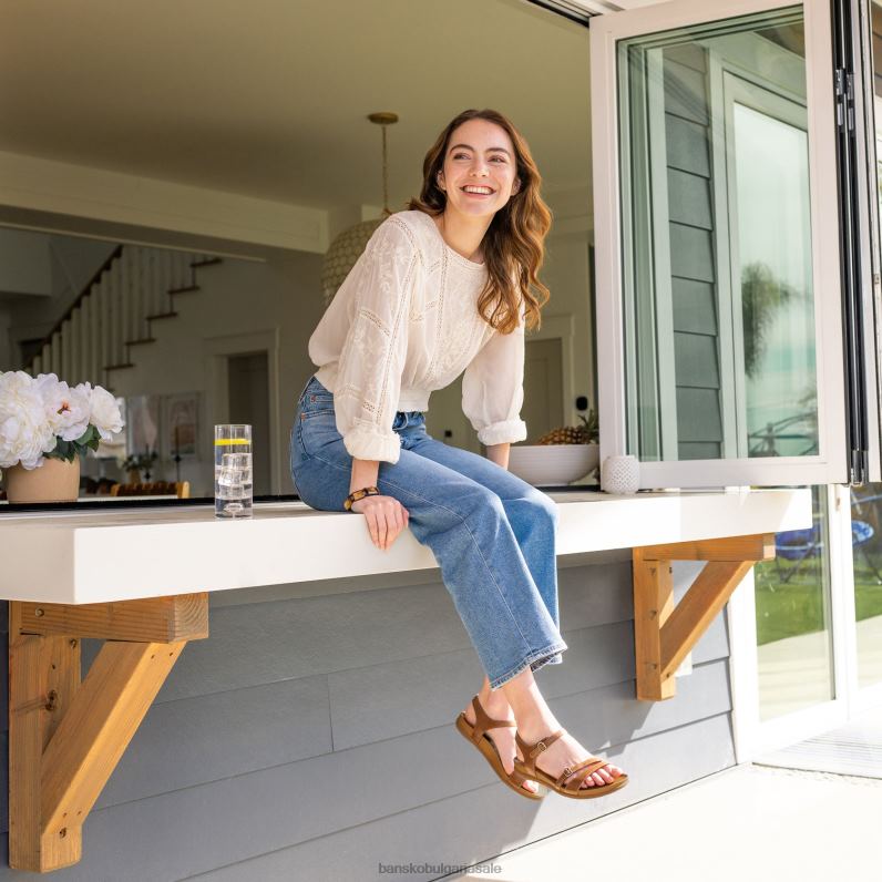 Dansko кафяво остъклена кожа Жени джанел JDTJ88 сандали