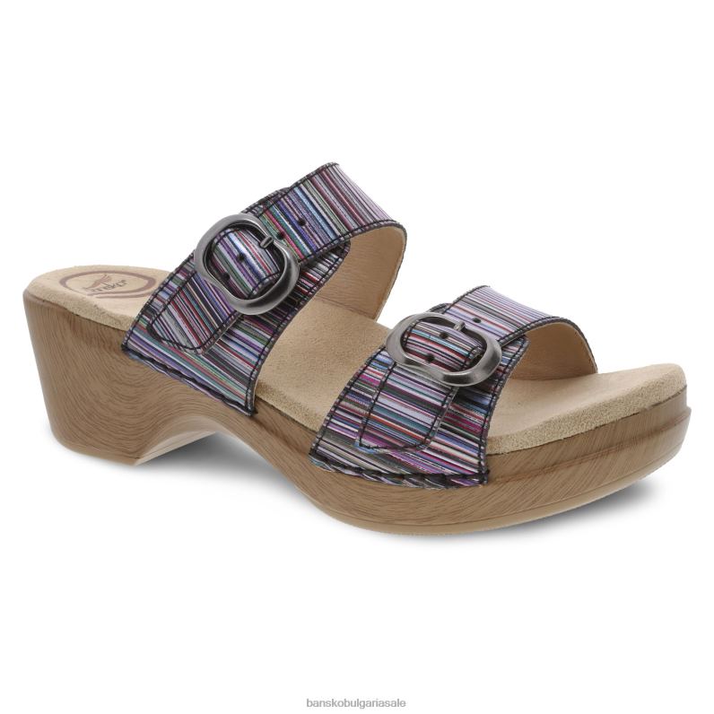 Dansko кожа с метални ивици Жени sophie metallic райе JDTJ136 сандали