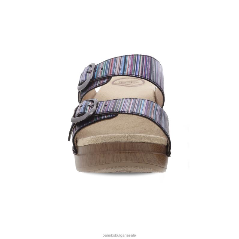 Dansko кожа с метални ивици Жени sophie metallic райе JDTJ136 сандали