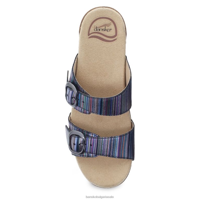 Dansko кожа с метални ивици Жени sophie metallic райе JDTJ136 сандали